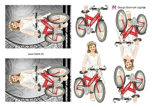 3D Konfirmationspige med cykel